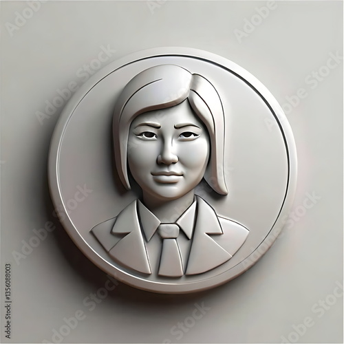 Simple clean 3D user profile icon white background