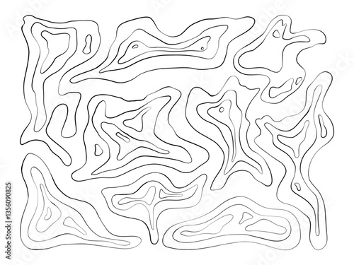Abstract Organic Topographic Line Art. A collection of 9 hand drawn abstract shapes inspired by topographic maps. Ideal for modern layouts, earthy branding, and minimal decorative design