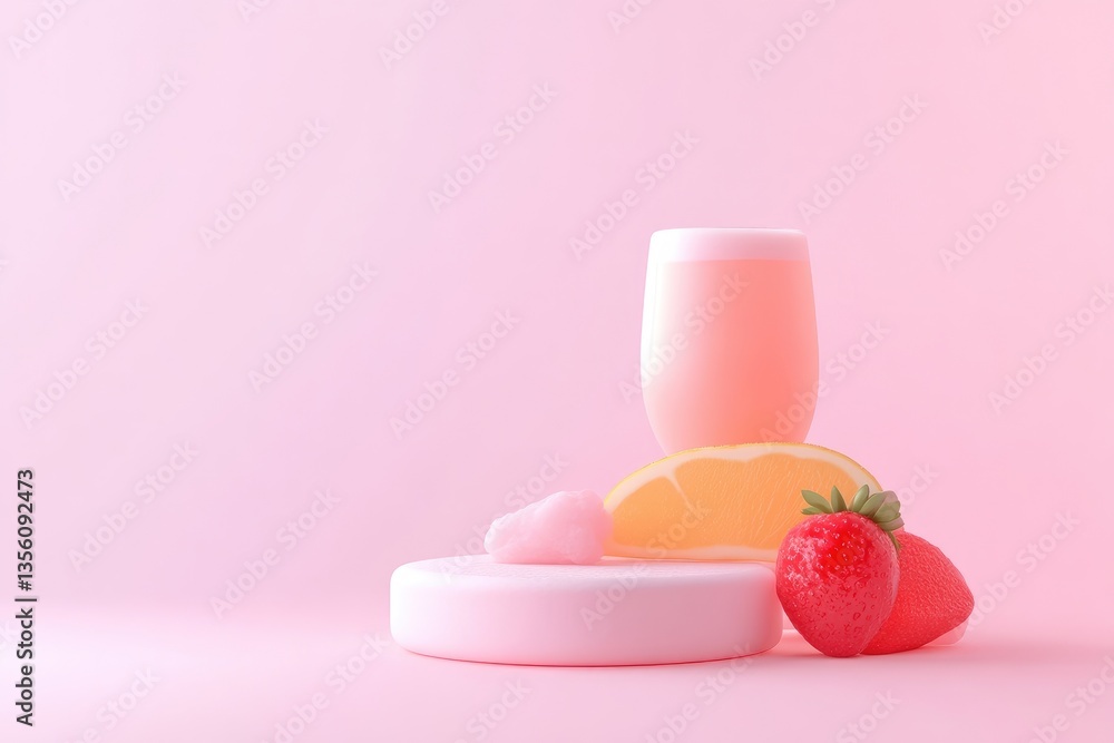 Pastel pink drink display with fruit Pastel pink drink display with fruit