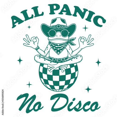 All Panic No Disco Frog Hilarious Typography T-shirt Vector, Funny Animal Vintage T-shirt Design, Sloth illustration
