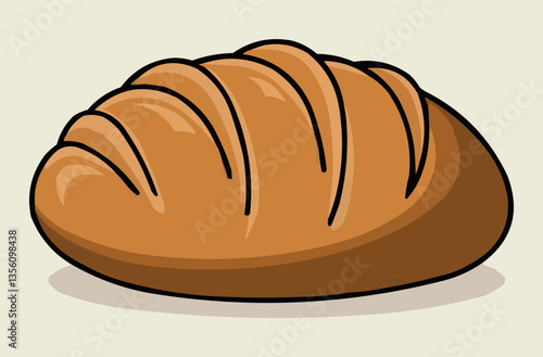 Fresh Golden Crusty Bread Cartoon Illustration for Bakery and Food Design