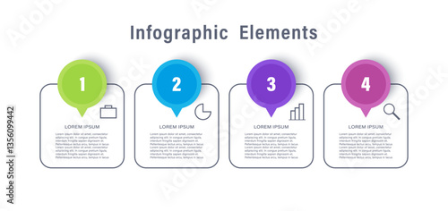 Timeline infographic elements vector illustration with 4 sreps or options