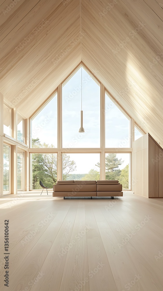 Fototapeta premium Lakeside Cabin's Tranquil Living Room.