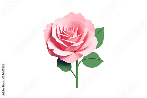 pink rose, delicate petals, white background, isolated, no background