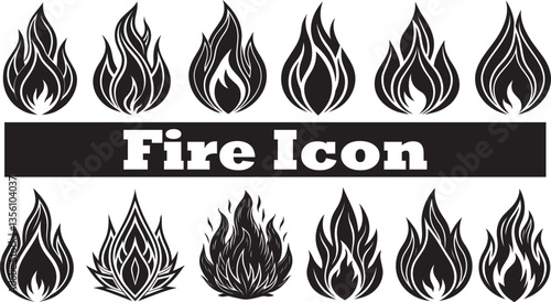 Hot vector fire flame icons, a set of burn danger art