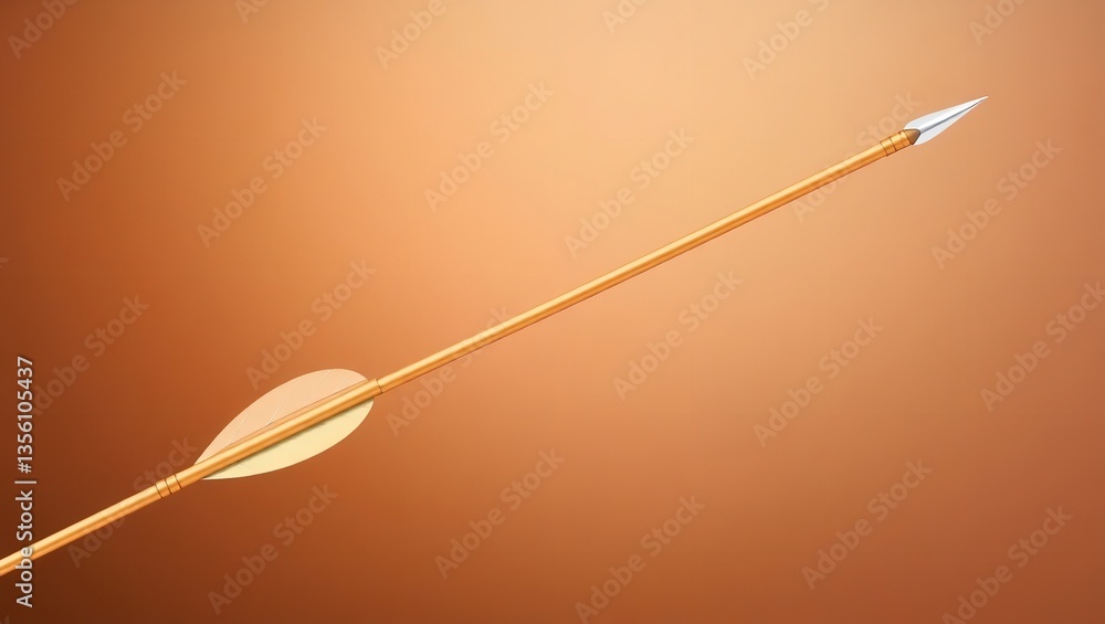 A sleek golden arrow with a slender aerodynamic shape A sleek golden arrow with a slender aerodynamic shape