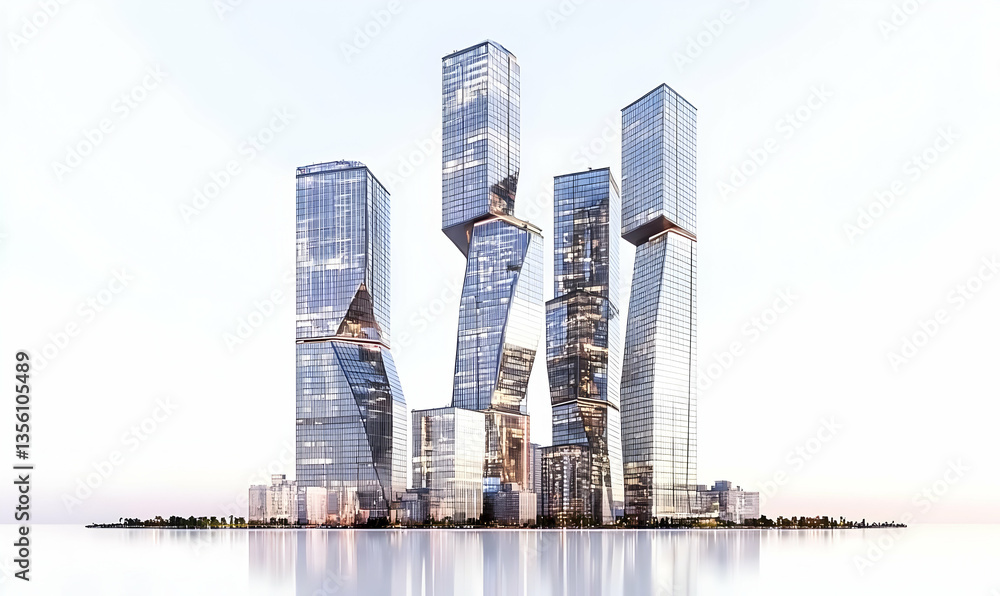 Obraz premium Modern Futuristic Skyscrapers with Unique Architectural Design