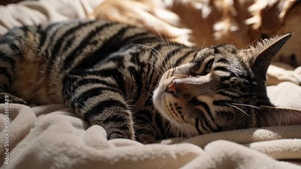 The Cat Sleeping on Blanket The Cat Sleeping on Blanket