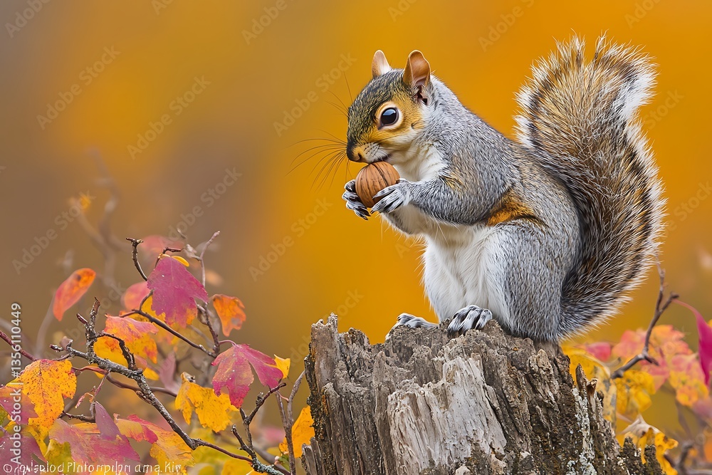 Grey Squirrel Nesting for Autumnal Feast. Grey Squirrel Nesting for Autumnal Feast.