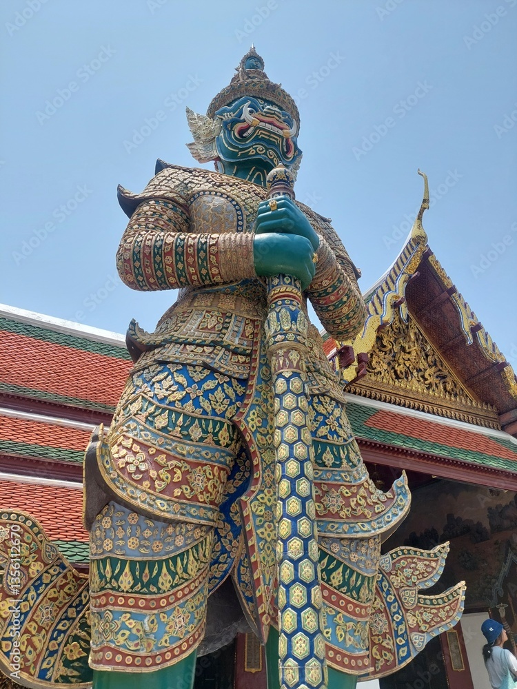Obraz premium Giant Demon Guardian at Wat Phra Kaew,Buddha, Bangkok, Thailand