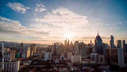 Photography Beautiful sunrise in the capital of Malaysia kuala lumpur.