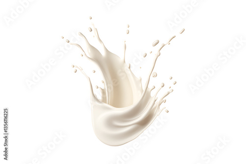 creamy white milk splash, upward, textured, white background, isolated, no background