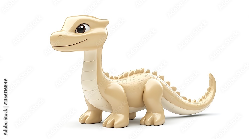 Naklejka premium Cute beige baby dinosaur toy.