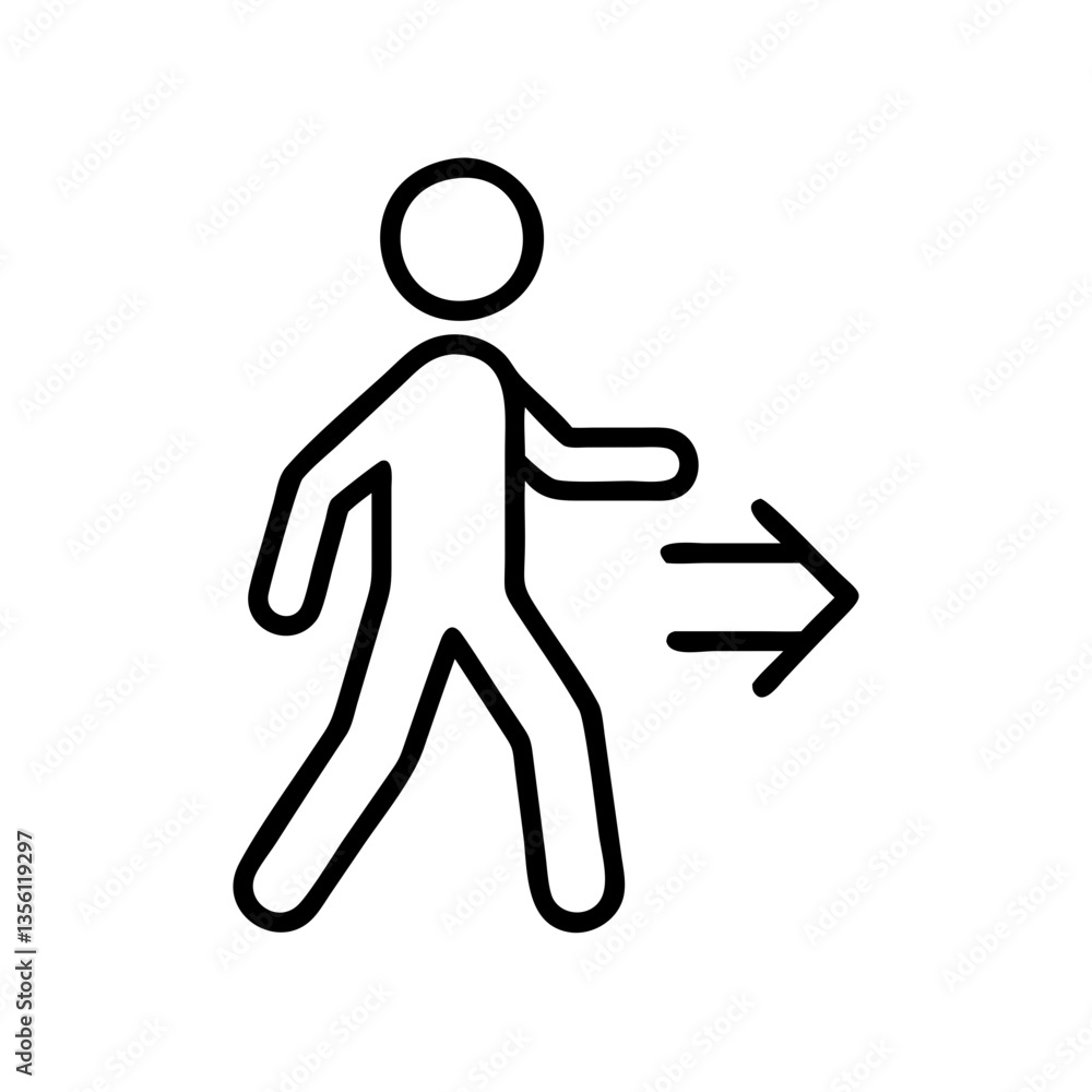 Person walking towards the right direction in a simplistic style Person walking towards the right direction in a simplistic style
