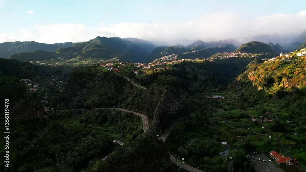 Drone shot revealing a cloud inversion in the mountains Drone shot revealing a cloud inversion in the mountains