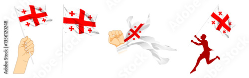 Vector illustration of Georgia flag composition on transparent background