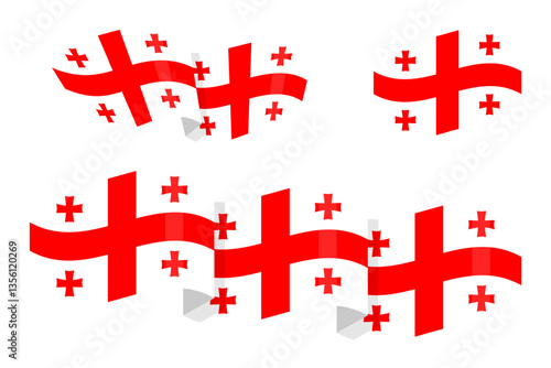 Vector illustration of wavy Georgia flag on transparent background