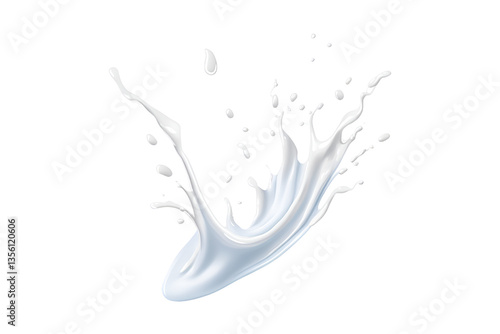 flowing white milk splash, wave-like, dynamic, white background, isolated, no background