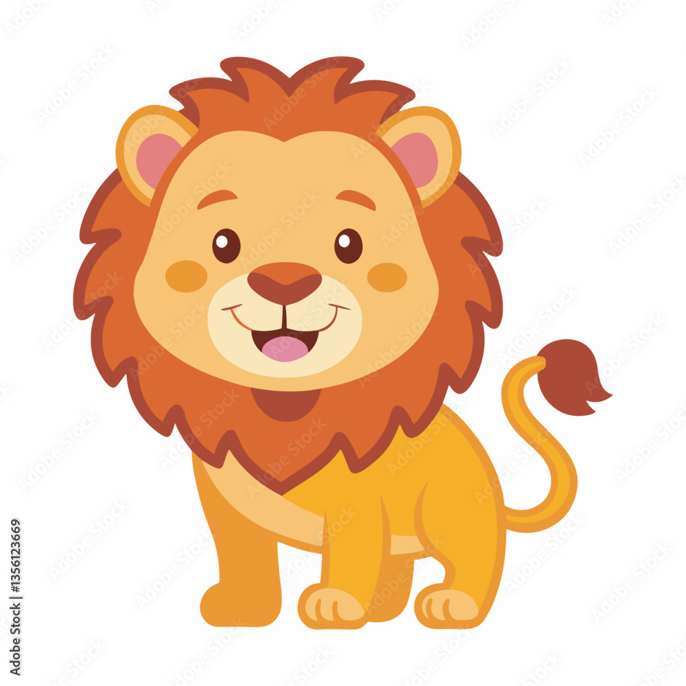 Lion happy sticker vector and illustration.eps Lion happy sticker vector and illustration.eps