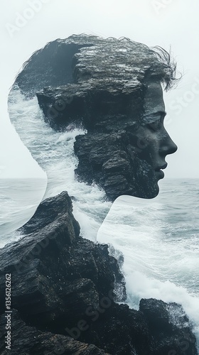 A contemplative double exposure of a person.