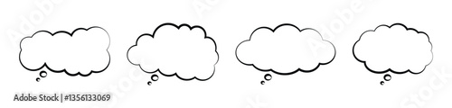 Cartoon think empty simple speech cloud retro comic style bubbles set. vintage speech clouds, thinking bubbles, Hand drawn pop art, and conversation text elements. Vector illustration