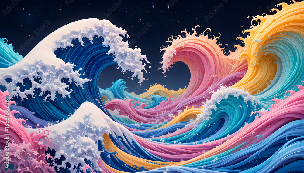 Vibrant Fantasy Waves: A Kaleidoscope of Colors in Motion Vibrant Fantasy Waves: A Kaleidoscope of Colors in Motion