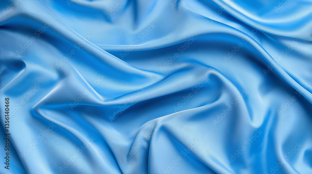 Fototapeta premium Luxurious Light Blue Silk Fabric Drape