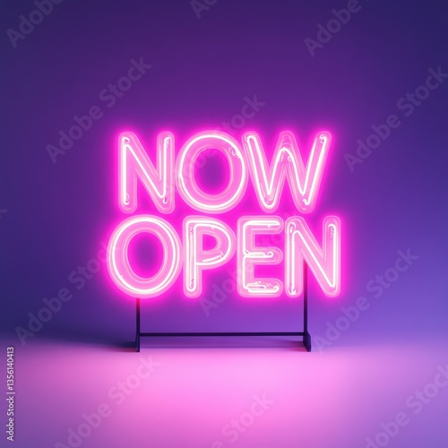 Now open neon sign on purple