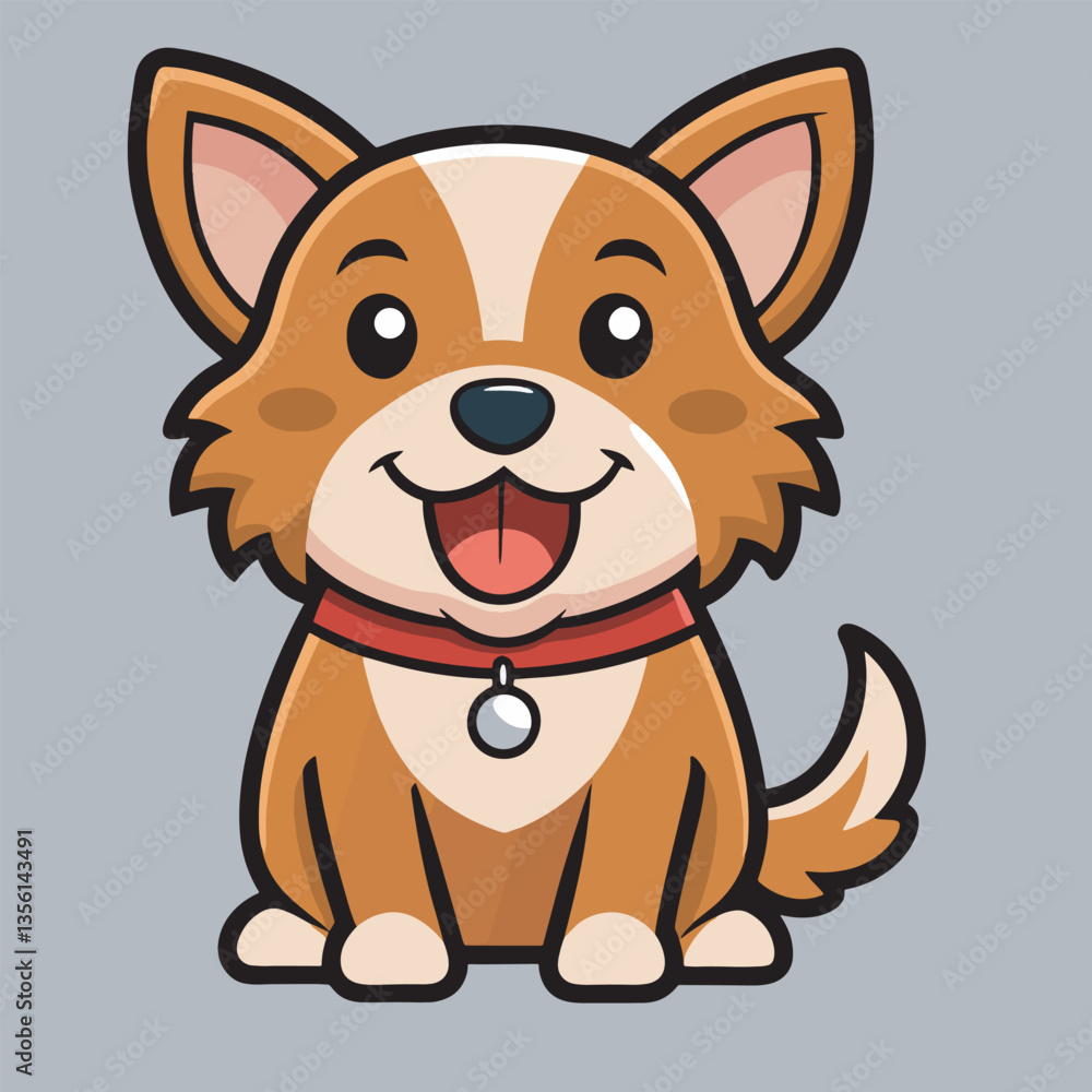 A happy dog sticker vector art. A happy dog sticker vector art.