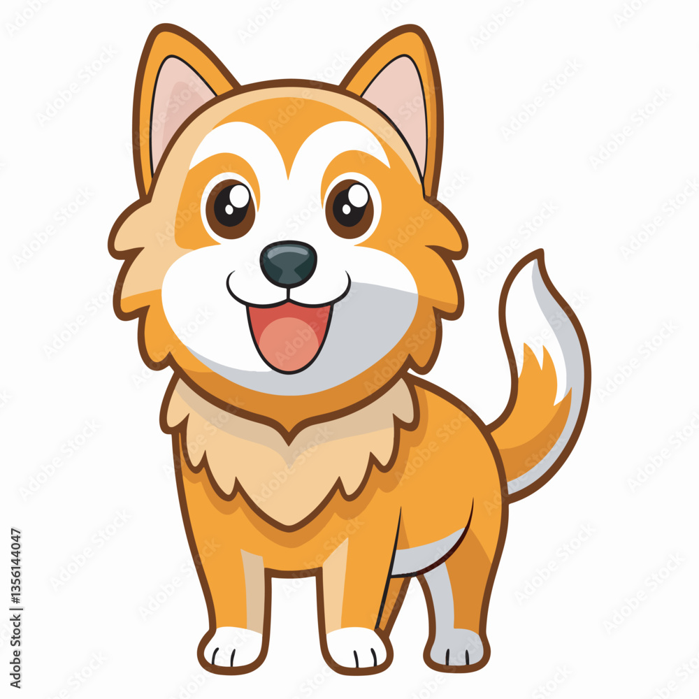 Happy dog sticker vector. Happy dog sticker vector.