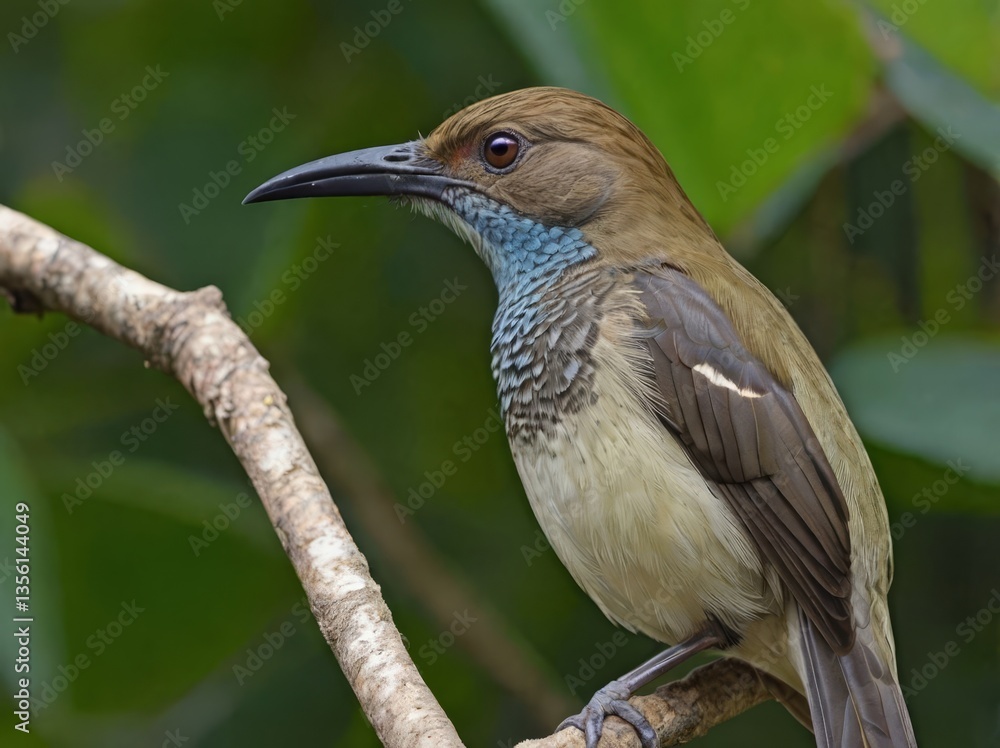 Fototapeta premium Recurve-billed Bushbird (Clytoctantes alixii) – A distinctive bill-curved songbird from Colombia.
