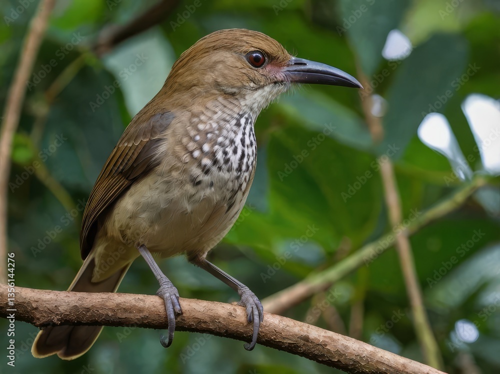 Fototapeta premium Recurve-billed Bushbird (Clytoctantes alixii) – A distinctive bill-curved songbird from Colombia.