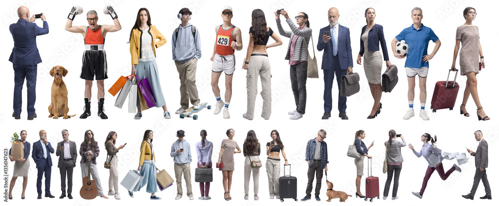Obraz premium Diverse people standing and waiting