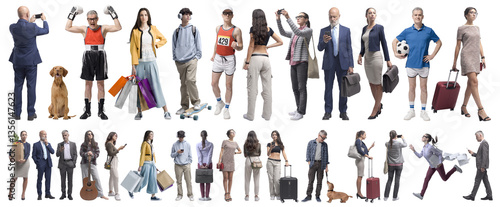 Diverse people standing and waiting