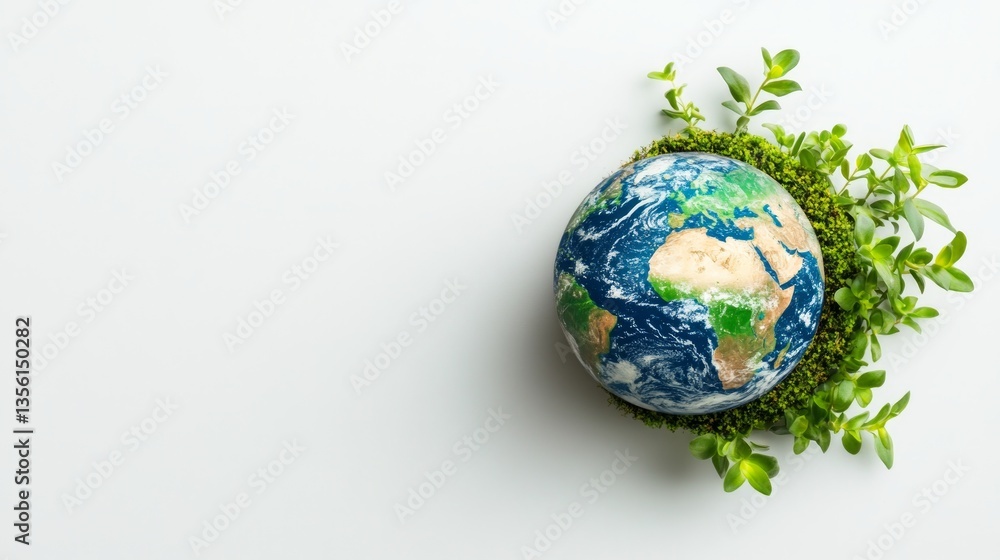 Fototapeta premium Earth day concept on white background, World environment day.