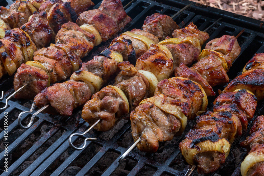 Beef and zucchini on the grill. Spring barbecue Beef and zucchini on the grill. Spring barbecue
