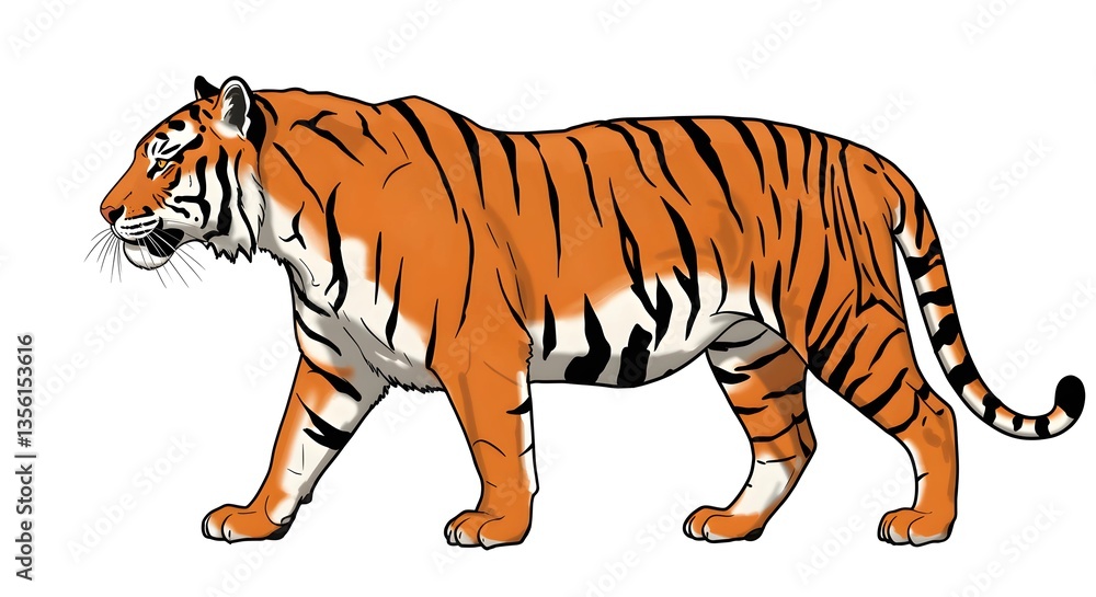 Fototapeta premium Tiger cartoon with stripes.