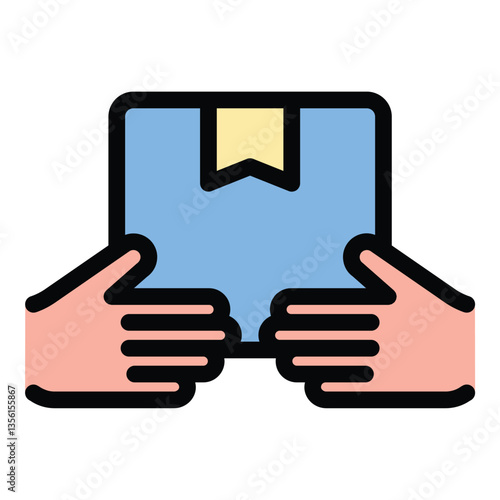 Self Pick-Up icon flat line style illustration representing the process of collecting orders independently, suitable for restaurants, retail stores, and e-commerce services.