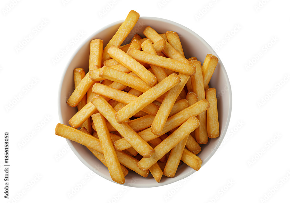 Crispy Golden French Fries in Bowl isolated on transparent background Crispy Golden French Fries in Bowl isolated on transparent background