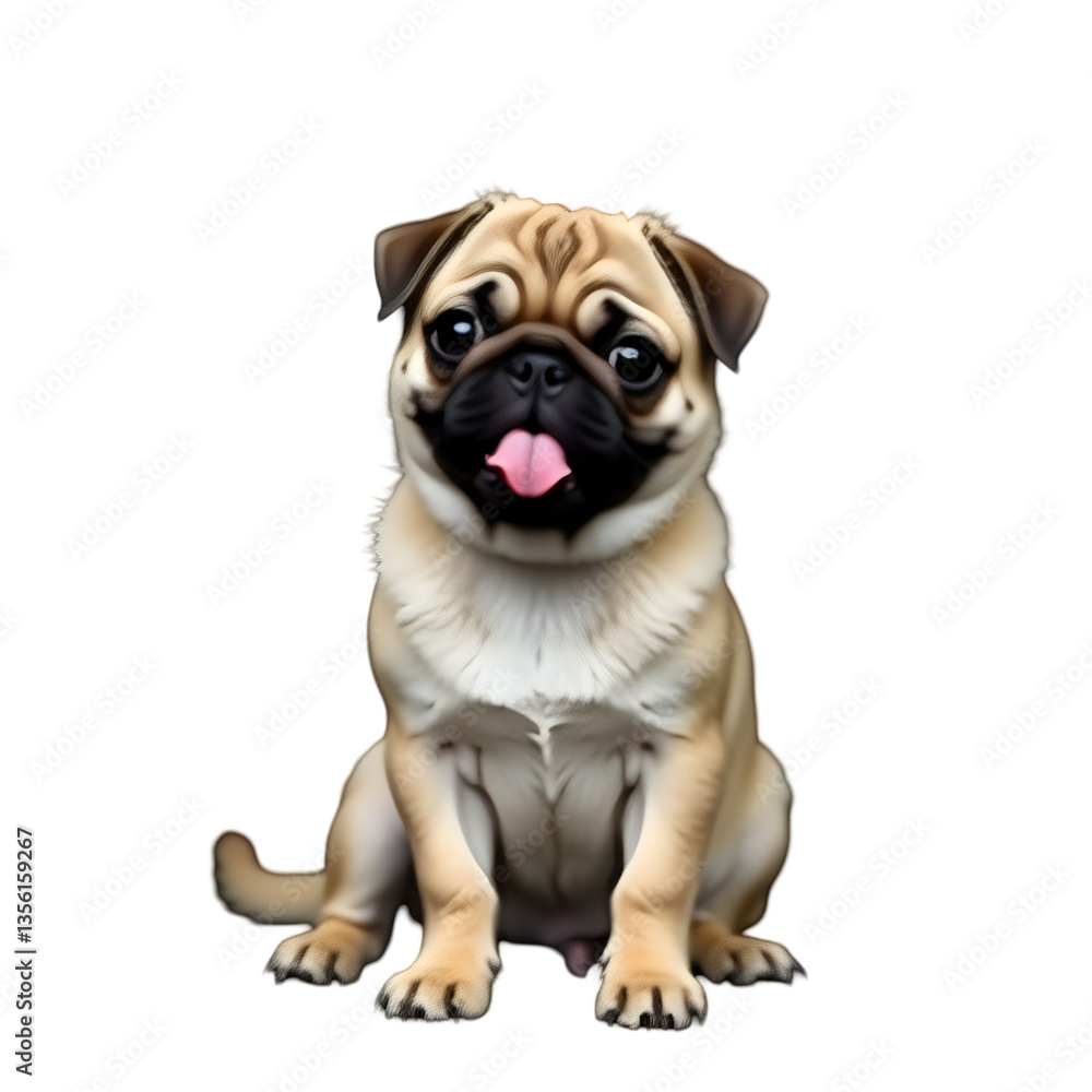 Pug puppy sitting isolated on transparent background Pug puppy sitting isolated on transparent background