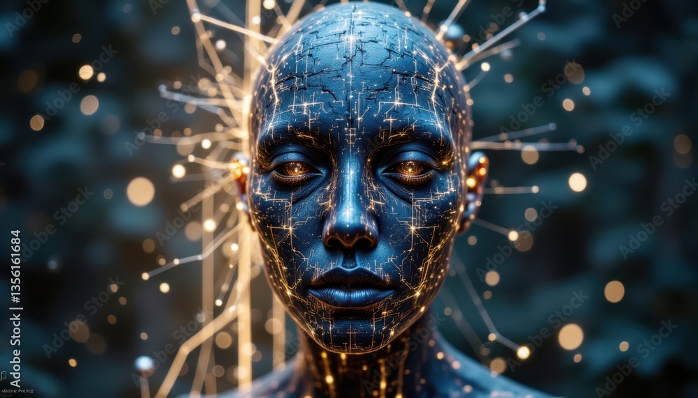 Abstract Expression of AI Generate a surrealistic image of a faceless AI being with animated patterns and textures across its surface Abstract Expression of AI Generate a surrealistic image of a faceless AI being with animated patterns and textures across its surface
