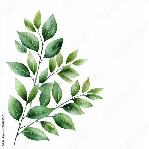 Wallpaper Mural A serene arrangement of green leaves against a white background. Torontodigital.ca