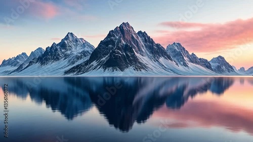 Wallpaper Mural Majestic Mountains Reflecting in Calm Water at Sunrise Torontodigital.ca