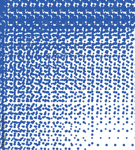 The blue texture or screentone consists of dots where the density of the mass increases from the left side and from the top.