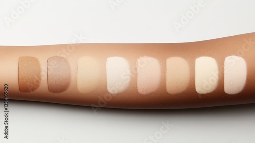 A swatch of different foundation shades