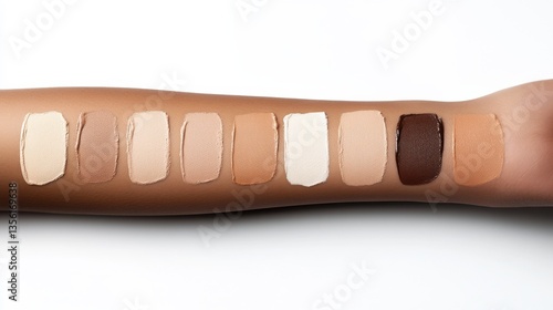 A swatch of different foundation shades