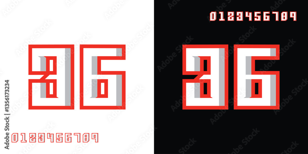 Fototapeta premium unique geometric number 36 for, racing, event, jersey, birthday