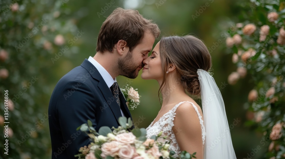 A wedding photographer capturing a couples intimate first kiss A wedding photographer capturing a couples intimate first kiss