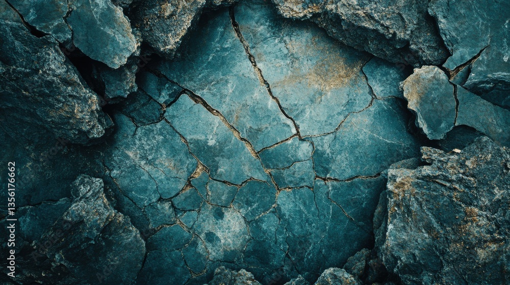 Obraz premium Cracked Stone Surface with Rugged Texture and Deep Crevices in a Natural Landscape Ideal for Backgrounds and Abstract Designs