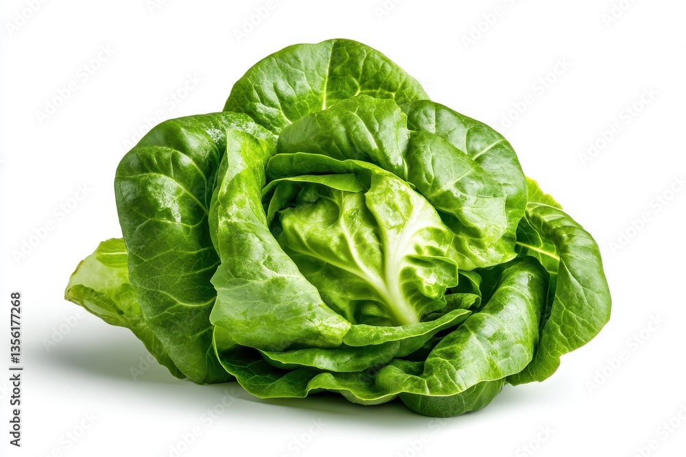 Fresh and Crisp Romaine Lettuce Isolated on White Background for Culinary and Nutritional Use Fresh and Crisp Romaine Lettuce Isolated on White Background for Culinary and Nutritional Use